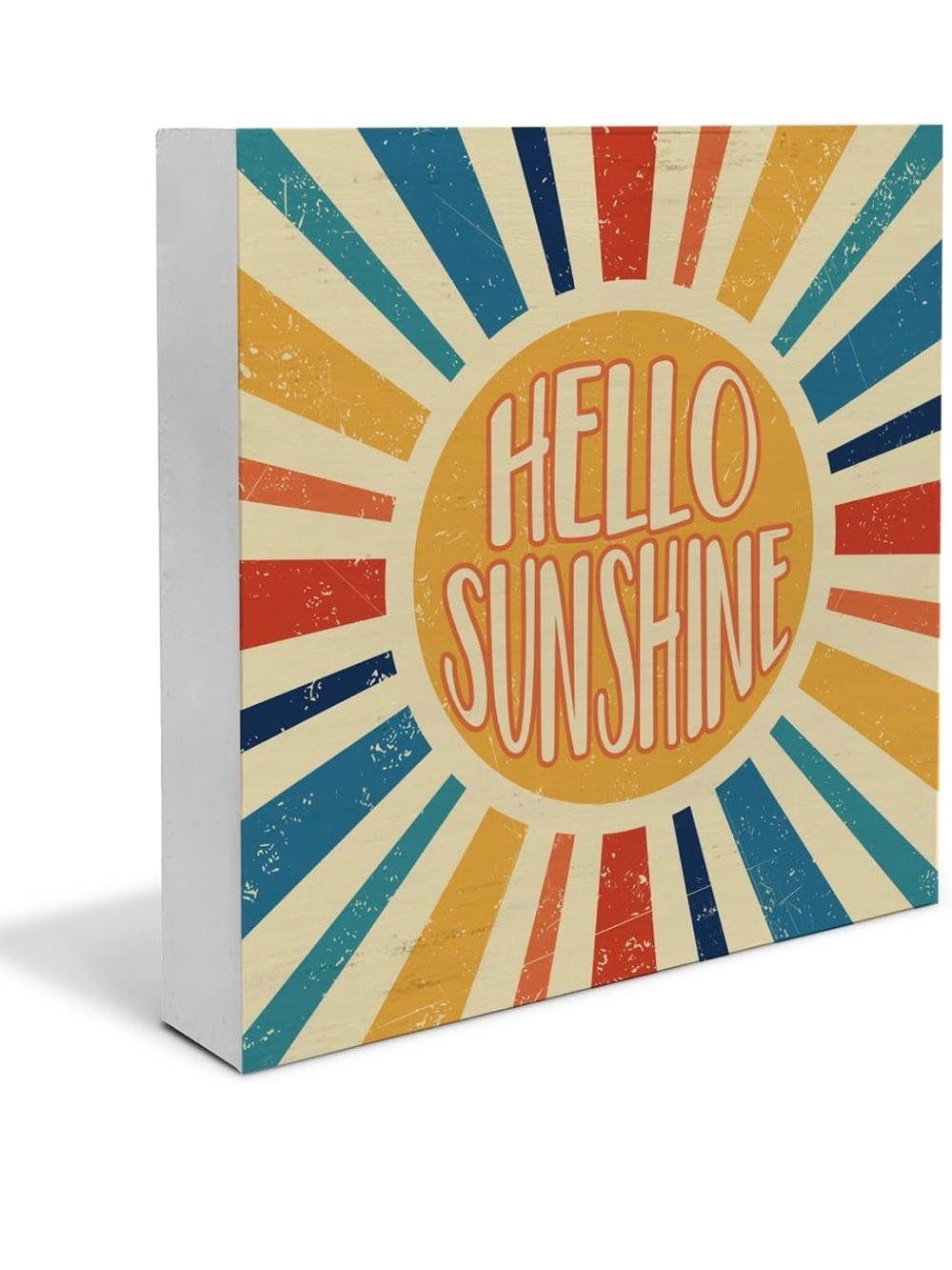 NEW Hello Sunshine Retro Wall Art - Multicolor Sunburst 5X5 inches